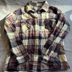 Women’s Plaid Button Down Shirt - Brown and Cream